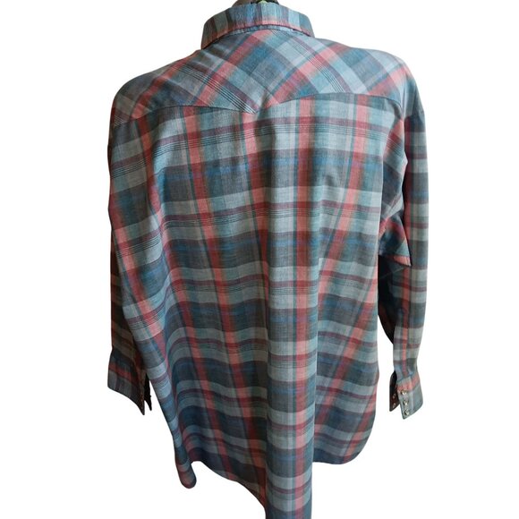 Vintage Mens Shirt WESTERN 3XL 20-35 DEE CEE COWBOY 80's DC PASTEL PLAID SNAP - Picture 4 of 8